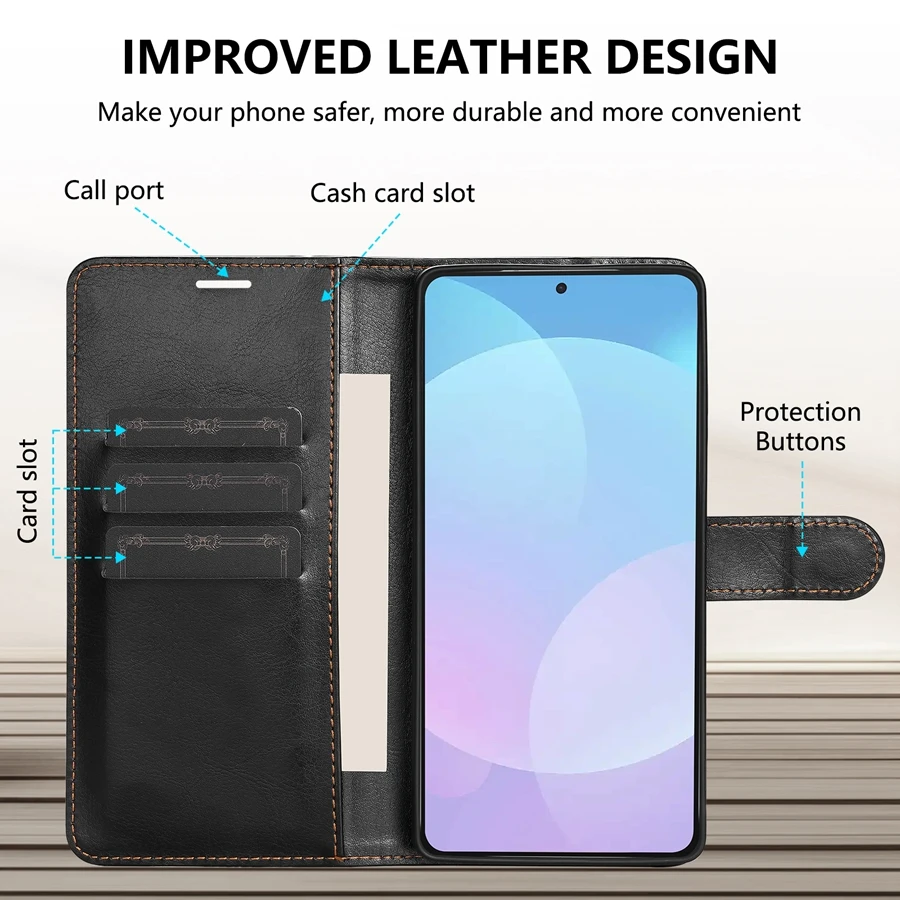Wallet Magnetic Cap With Card Slot Flip Leather Case For Xiaomi Redmi Note 15 Pro+ 14 14S 13 12 12S 11 11S 10S 10 Pro Cover - Image 2