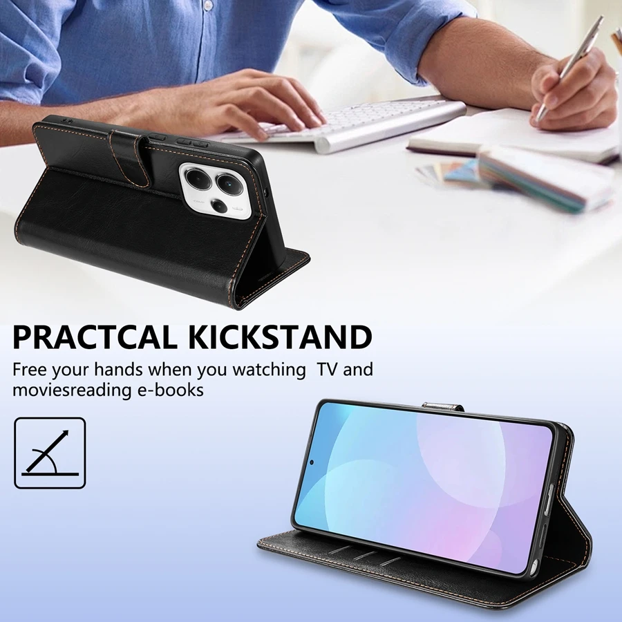 Wallet Magnetic Cap With Card Slot Flip Leather Case For Xiaomi Redmi Note 15 Pro+ 14 14S 13 12 12S 11 11S 10S 10 Pro Cover - Image 3